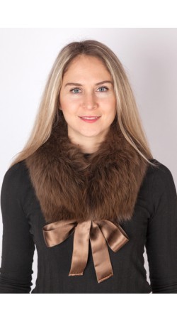 Brown fox fur collar-neck warmer